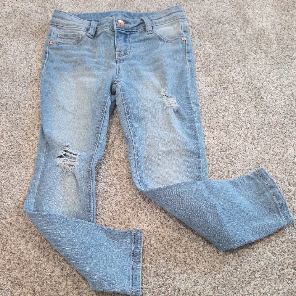 Stylish Light Blue Distressed Skinny Jeans
